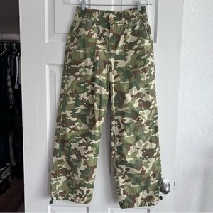 Woodland Camo Cargo Pants - Green, Brown Stretch waist